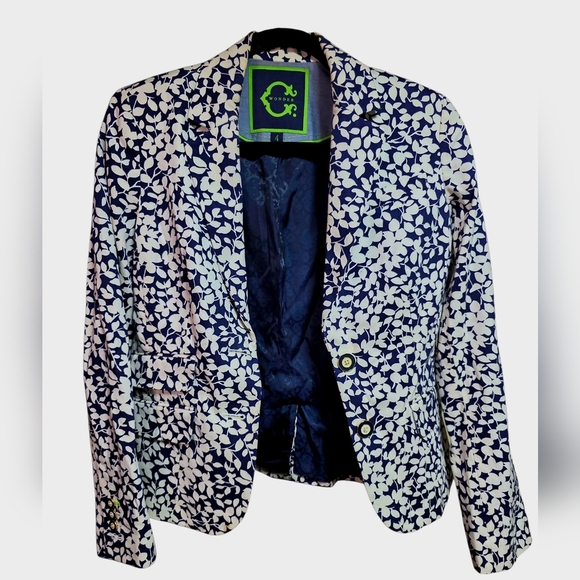 C. Wonder Christian Siriano Navy and Cream Floral Blazer Size 4 - Picture 5 of 7